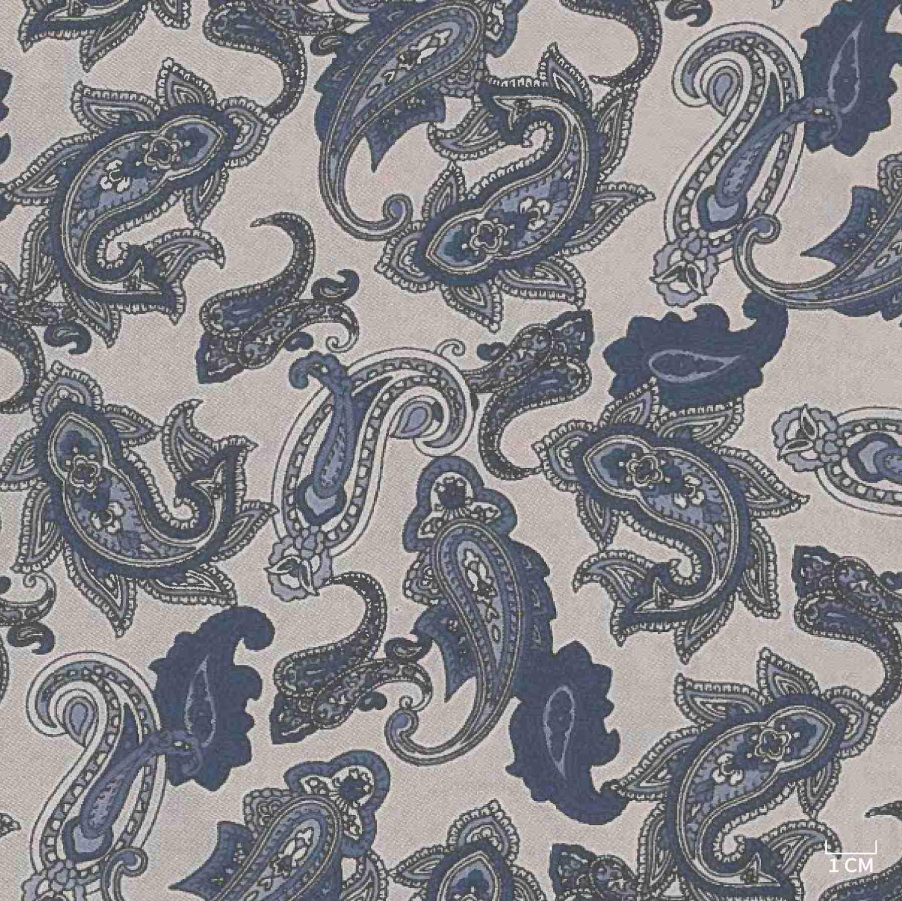 BLUE, GREY PAISLEY PATTERN